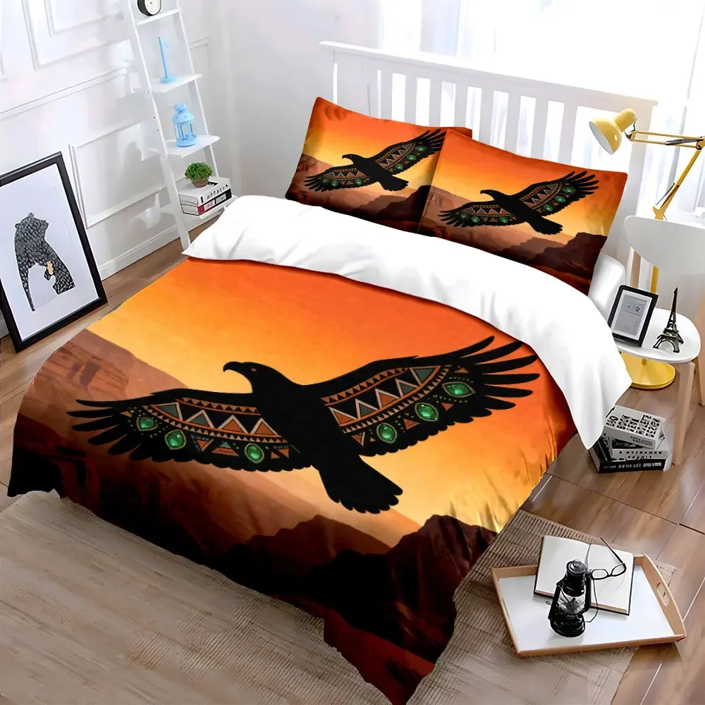 Bohemian Eagle Design Art Set Soft Comfortable Duvet Cover Bedding Set Included 1*Duvet Cover & 2*Pillowcases, gift