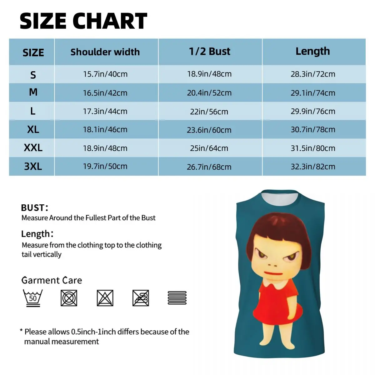 Yoshitomo Nara Men Printed Sleeveless T-shirt Casual Hip Hop Street Style Beach Holiday Tank Tops