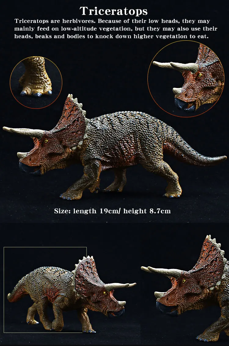 Prähistorische Jurassic Triceratops Dinosaurier-Modell-Actionfigur – hochwertiges PVC-Spielzeug für Kinder, pädagogisches Geschenk – Detail 6