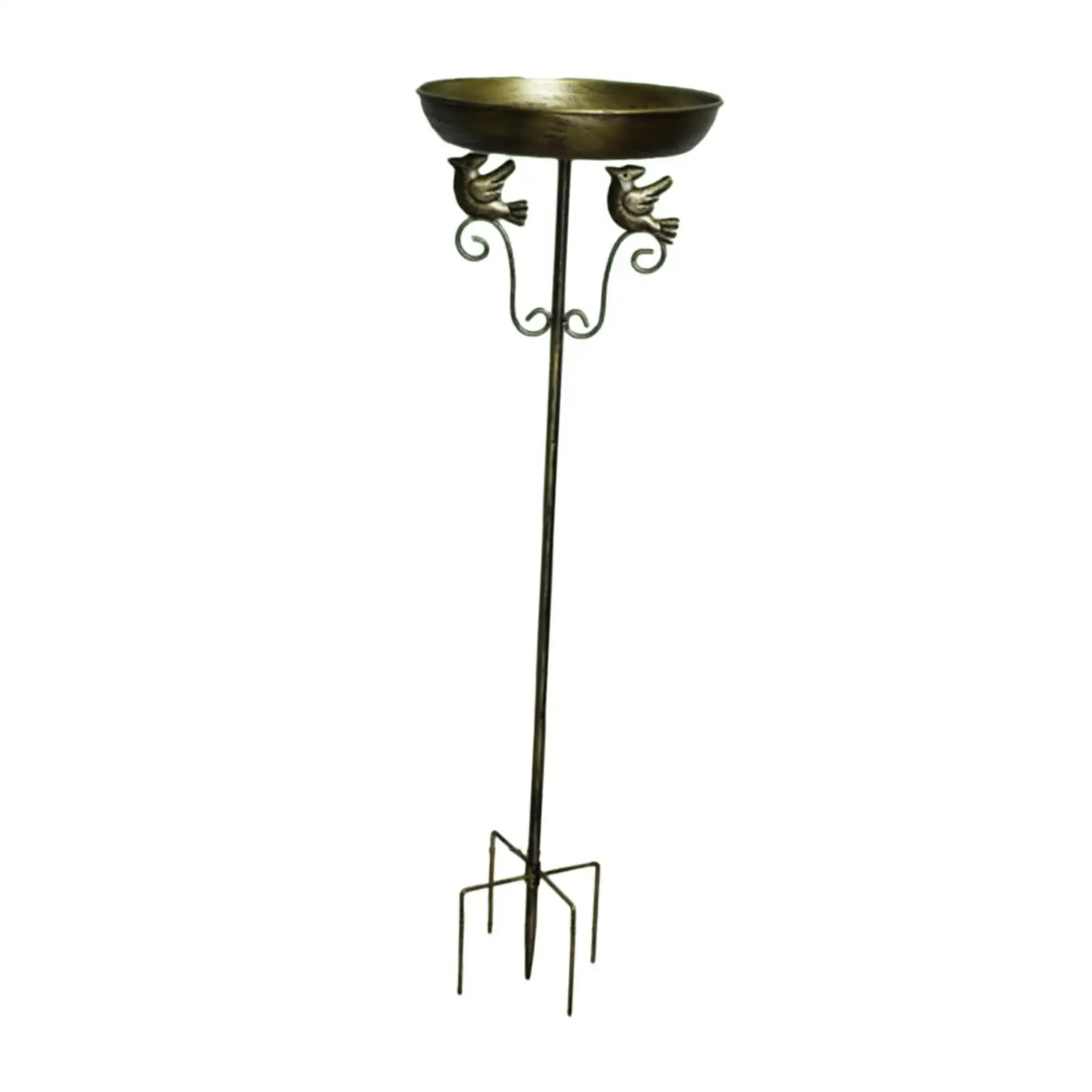 

Bird Bath Bowl Decor Feeding Station Versatile Iron Easy to Install with Stake Birdbath for Lawn Outside Fence Porch Garden