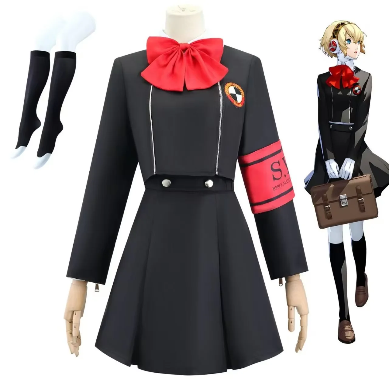 

Persona 3 Gekkoukan High School Uniform Cosplay Costume Full Set And Wig For Women Halloween Party Comic Con Role Play Outfit