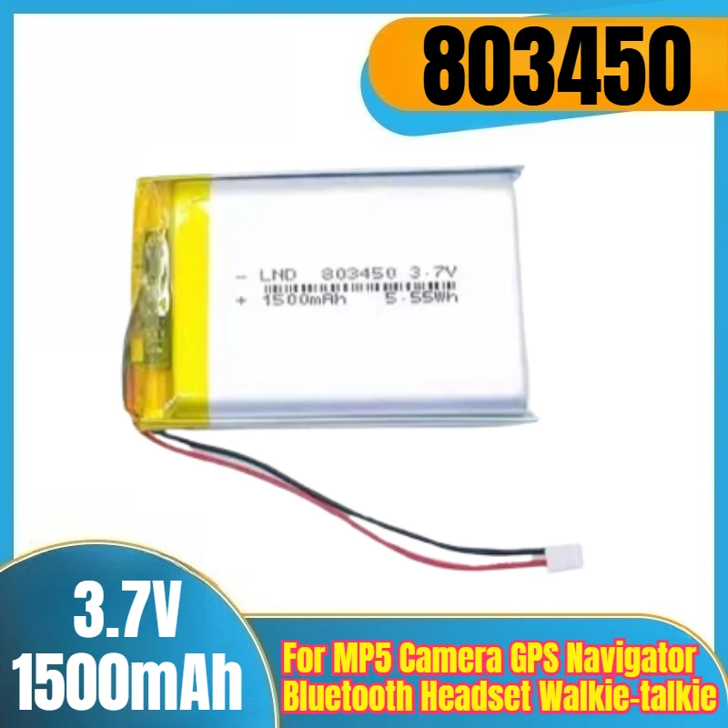 

803450 3.7V 1500mAh Replaceable Lithium Polymer Battery for MP5 Camera GPS Navigator Bluetooth Headset Walkie-talkie