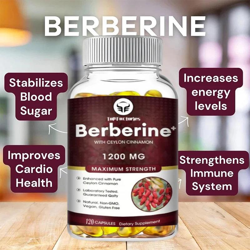 Berberine HCl 1200mg 120 Capsules Vegetarian Supplement Gluten Free NonGMO for Digestive