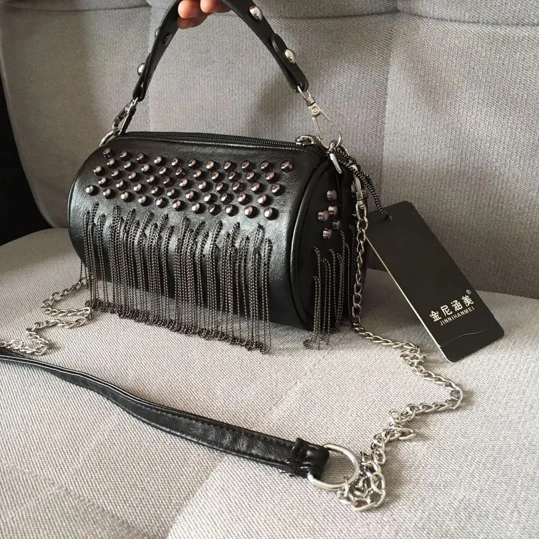 2026 Fashion Mini Tassel Rivet Handbag Shoulder Bags For Women Crossbody Bag Female Travel Handbags Summer Phone Bag Bucket Bag - view 2