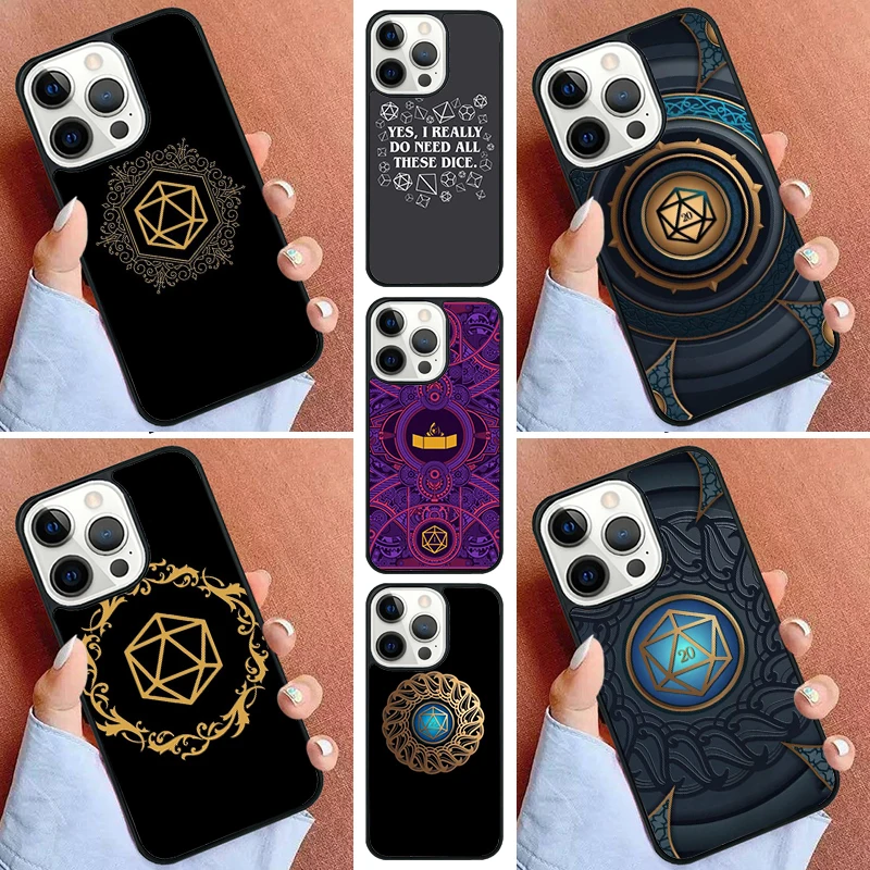 Magical Polyhedral D20 Dice Phone Case For iPhone 16 15 14 Pro Max 11 13 12 Mini Max SE 2020 6S 7 8 Plus Cover Capa