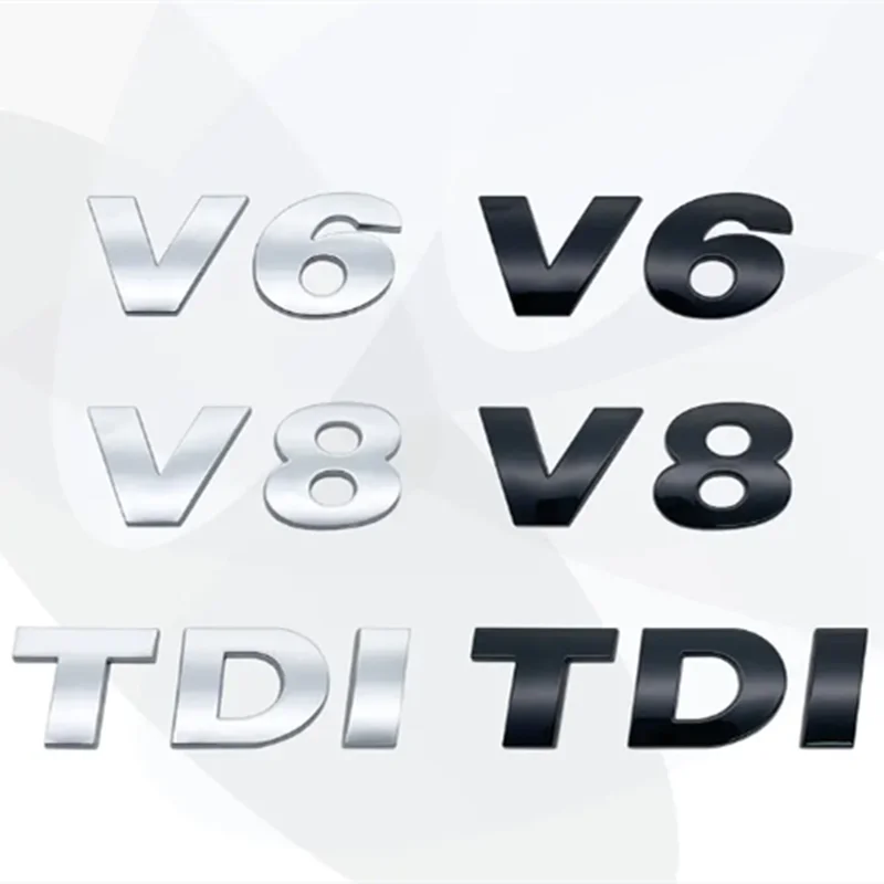 Car Styling ABS Chrome Silver/Black Sticker V6 V8 Displacement Badge TDI Font Car Tail Decal For VW Touareg Car Accessories