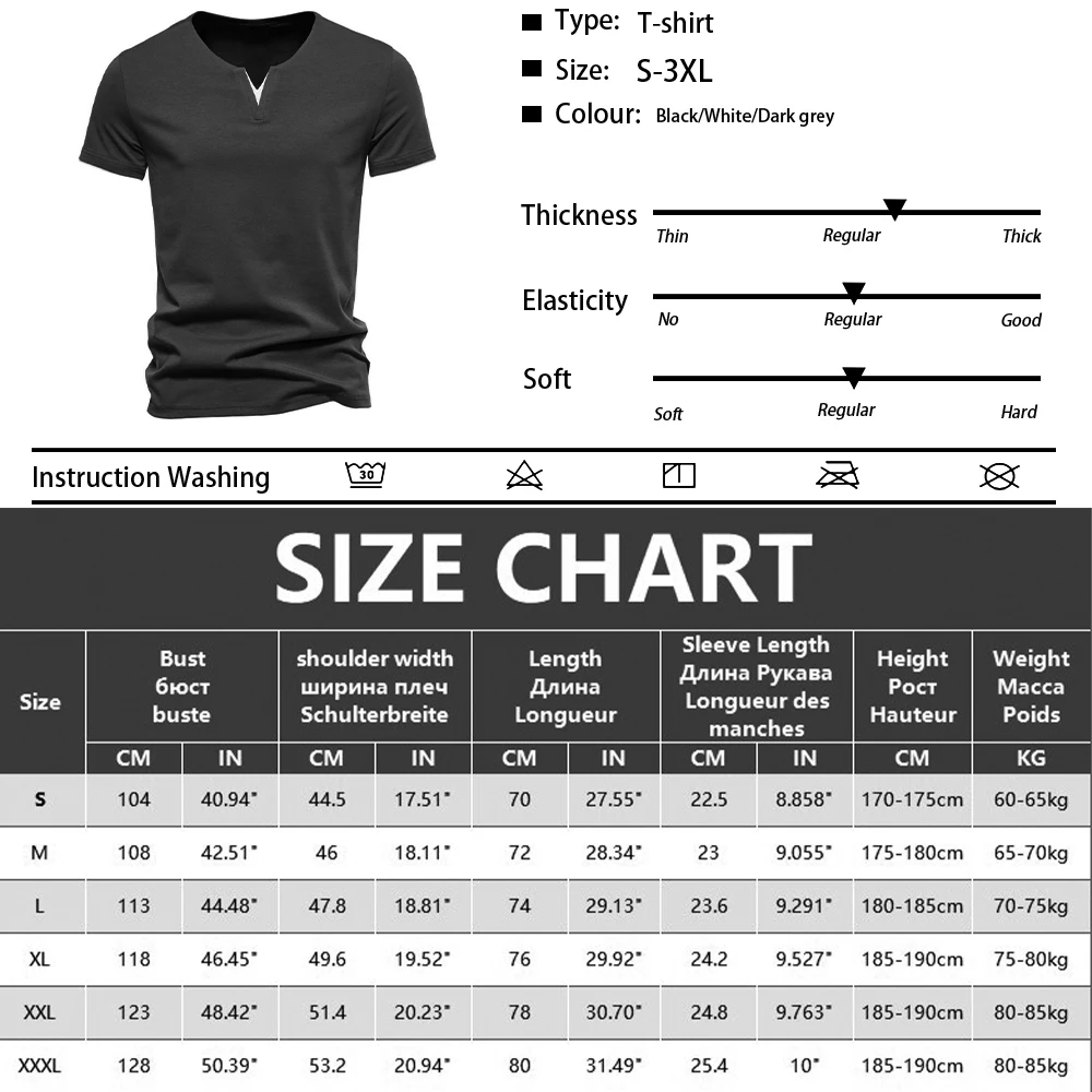 Herren Kurzarm Henley-Shirt Lässiges Sommer V-Ausschnitt T-Shirt Casual Slim Fit Einfarbig Locker Sitzend Fitness Sport Atmungsaktives Oberteil – Detail 1