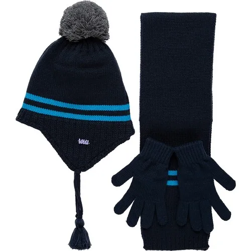 Kitti Male Child Knitwear Scarf Beanie Gloves Set 4-8 Age K9946 Navy Blue