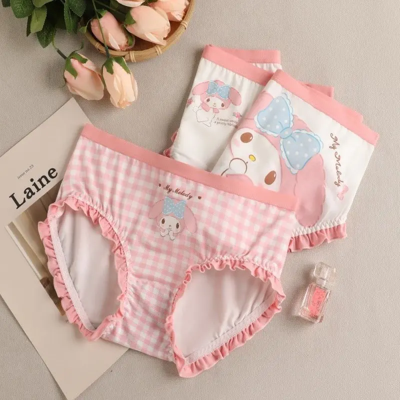 

My Melody Anime Kawaii Sanrio Ins Fashion Underwear Female Pants Cute Cinnamoroll Cotton Student Antibacterial Cloth Girls Gifts