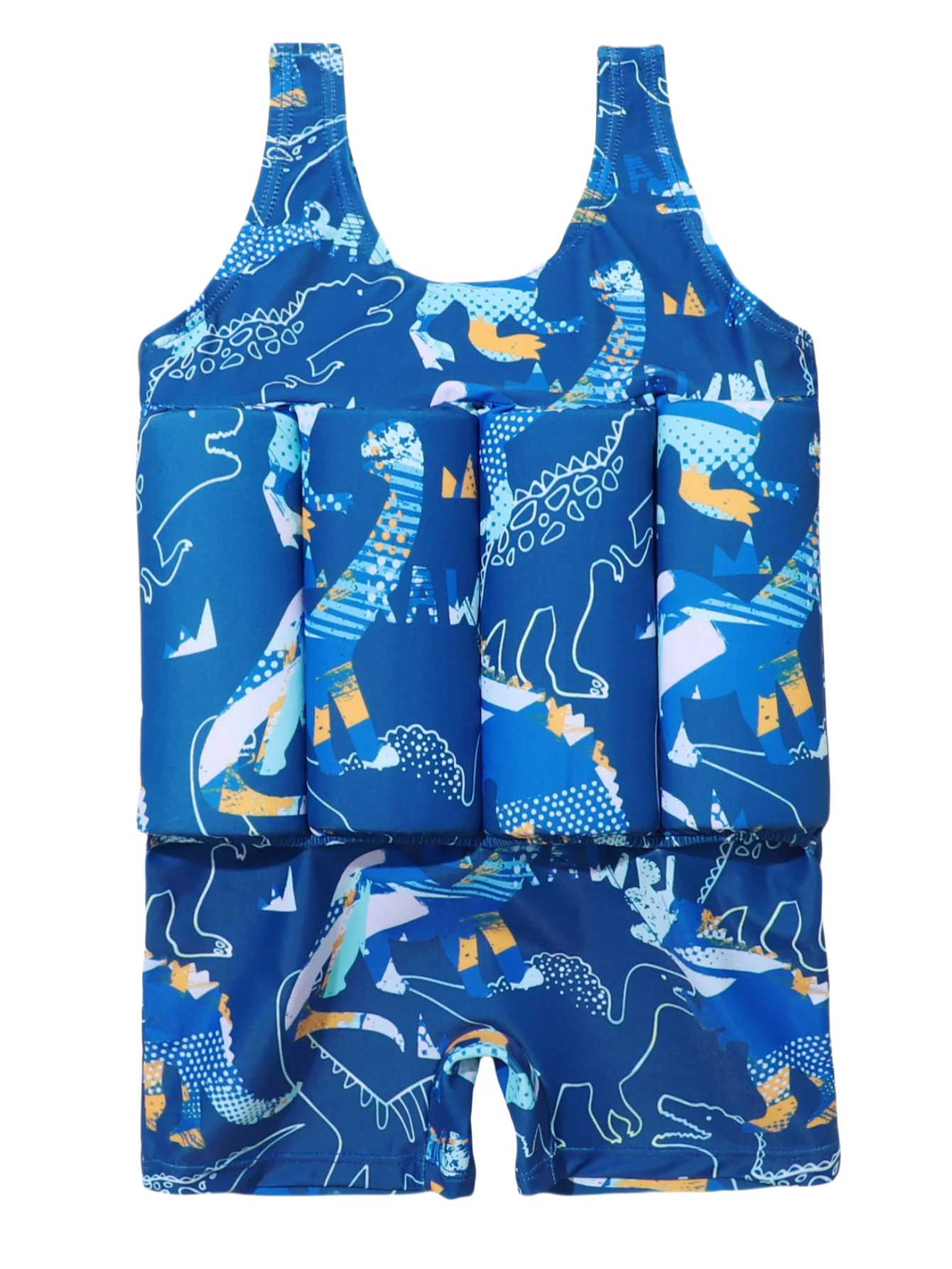 

Kids' Float Swimsuit - Adjustable/Removable Buoyancy, Short Sleeve & Shorts, Dinosaur Print, One-Piece, Summer Beach/Swim Sports