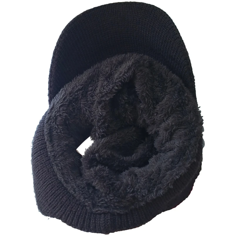 Зимняя шапка с полями и ушками, уличная теплая вязаная шапка с черепом на флисовой подкладке для мужчин и женщин