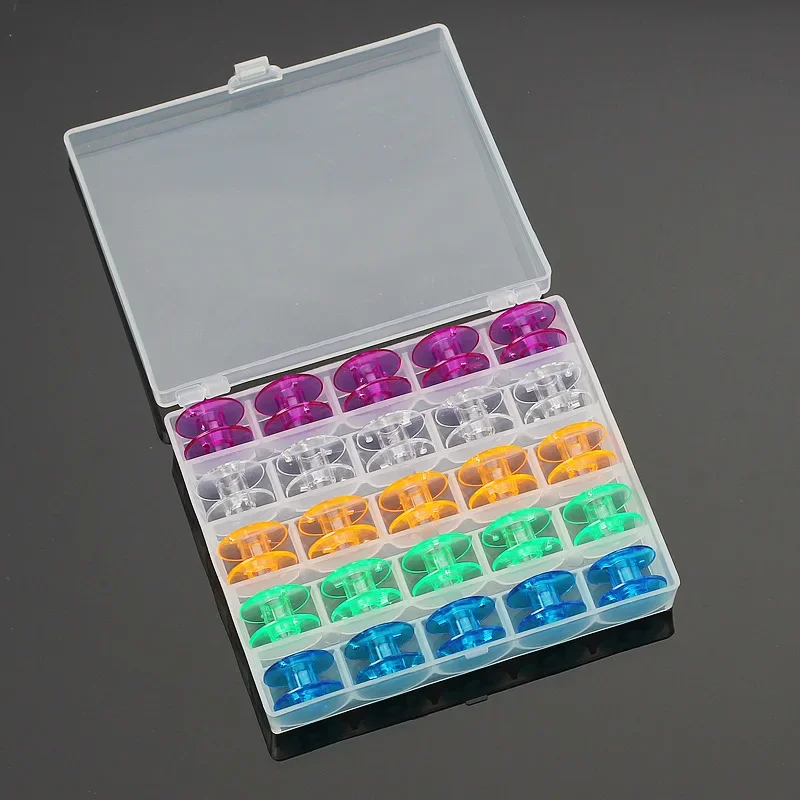 25-grid Shuttle Core Box Set Contains 25 Colored Transparent Shuttle Cores and Metal Shuttle Core Is Optional for Sewing Gifts