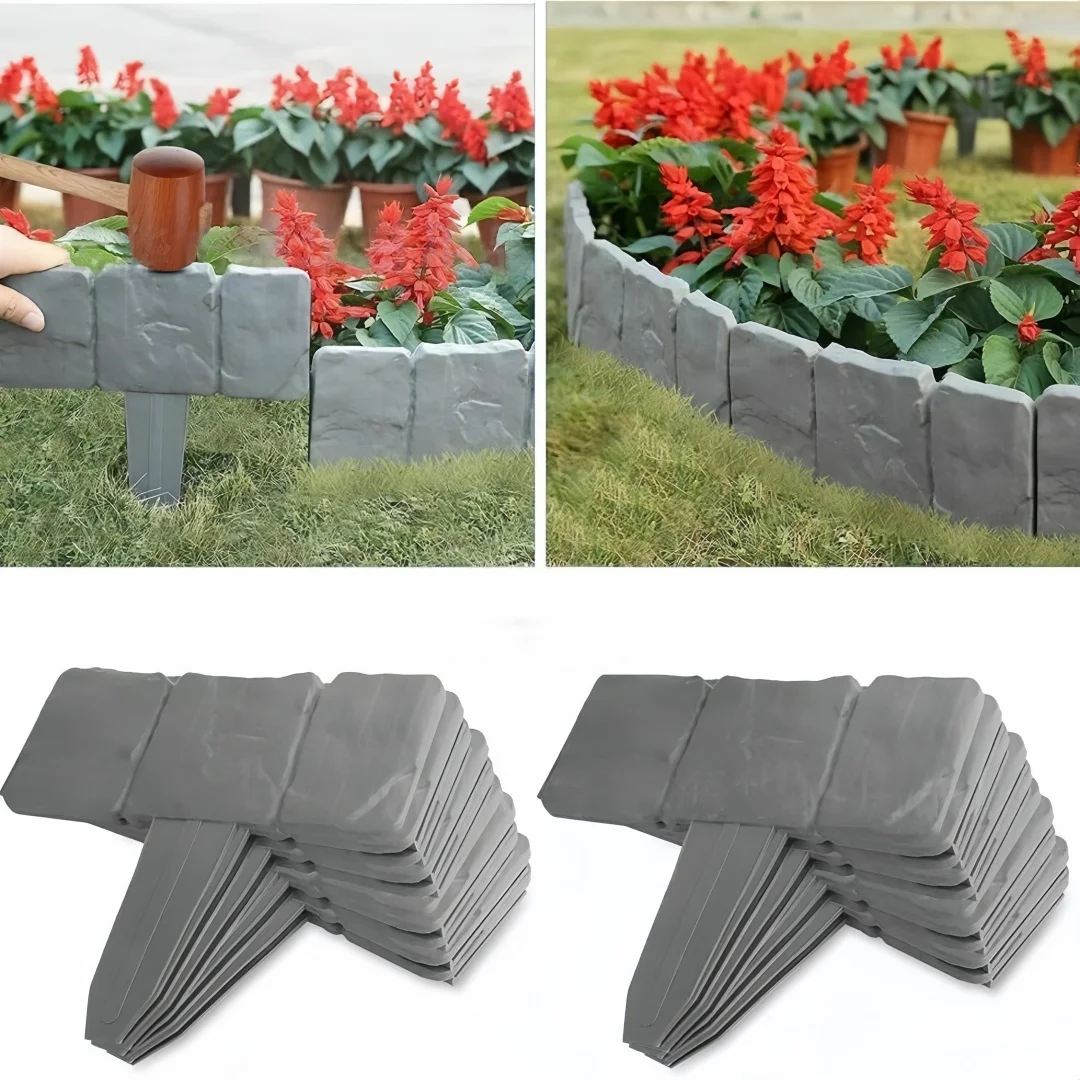 20/10 Stück Kunststoffzaun, Gartenzaun, Faltbarer Outdoor-Steinimitatzaun für Treppen – Detail 3
