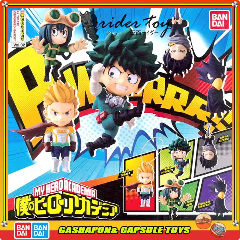 BANDAI My Hero Academia Figuras de acción Modelo Deku Asui Tsuyu Eraser Head Mirio Gashapon Q Versión Oficial Genuino