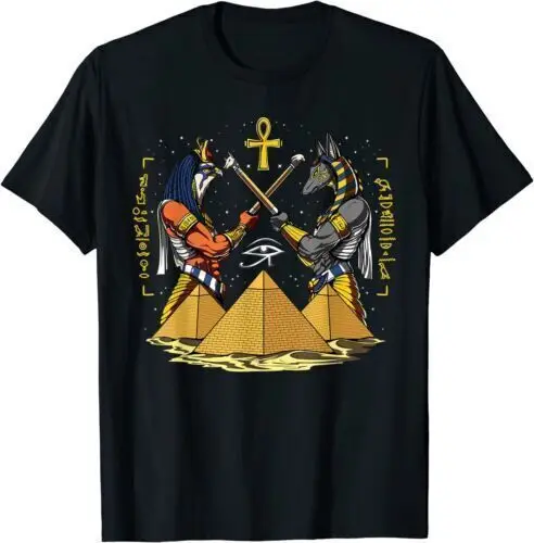 Ancient Pyramids Ankh Hieroglyphs Egyptian God Anubis Horus T-ShirtHigh Quality 100%Cotton Short Sleeve