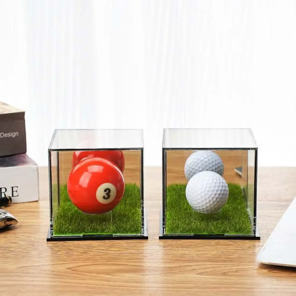 

Прозрачный витрина для мяча для гольфа, дизайн для лужайки, прозрачный квадратный держатель, подставка для мяча для гольфа, гладкая поверхность, компактный акриловый ящик для мяча для гольфа