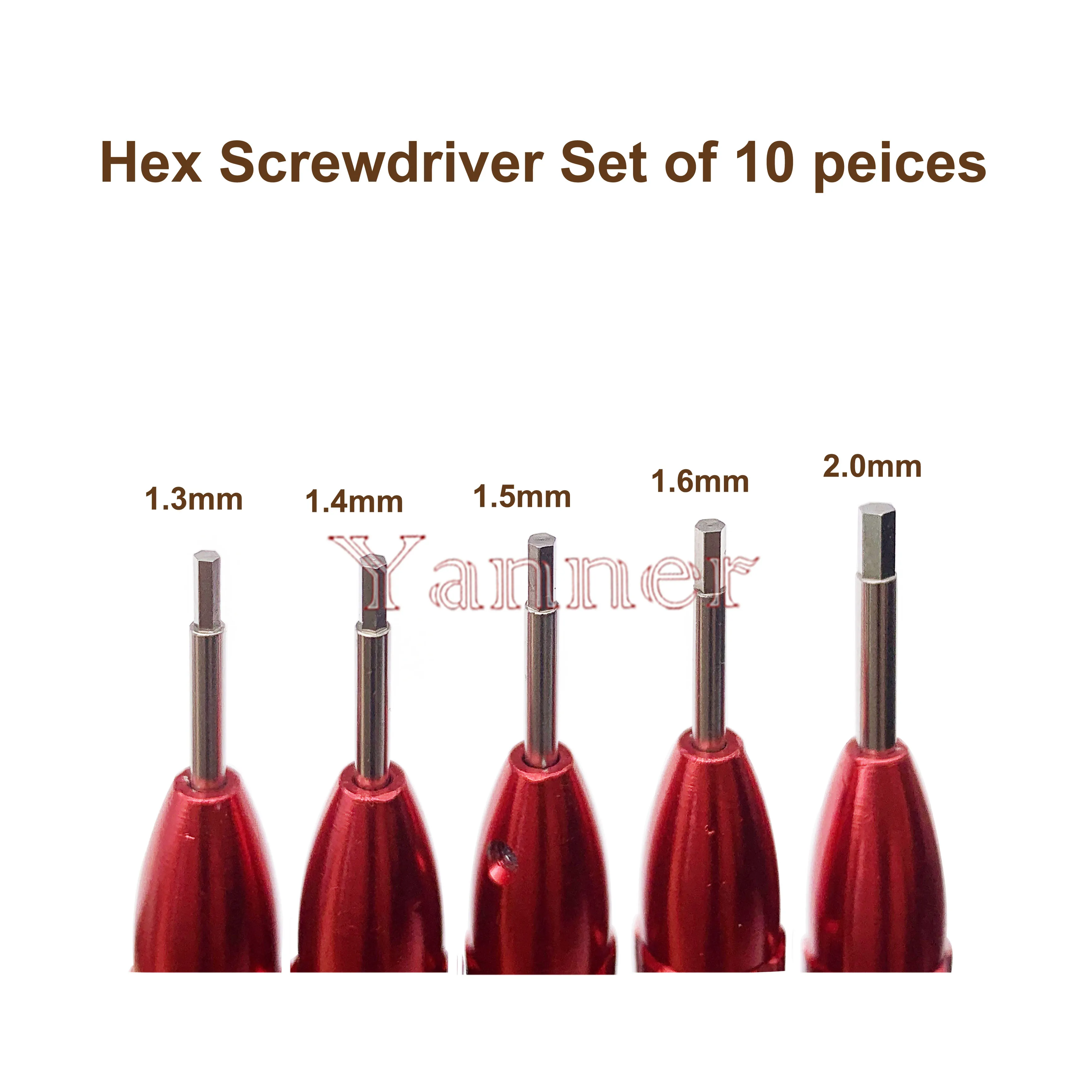 10 Pcs Precision Hex Screwdriver with High Quality Professional Watchmaker Tools 0.8-2.0mm Hexagonal Blade screwdriver