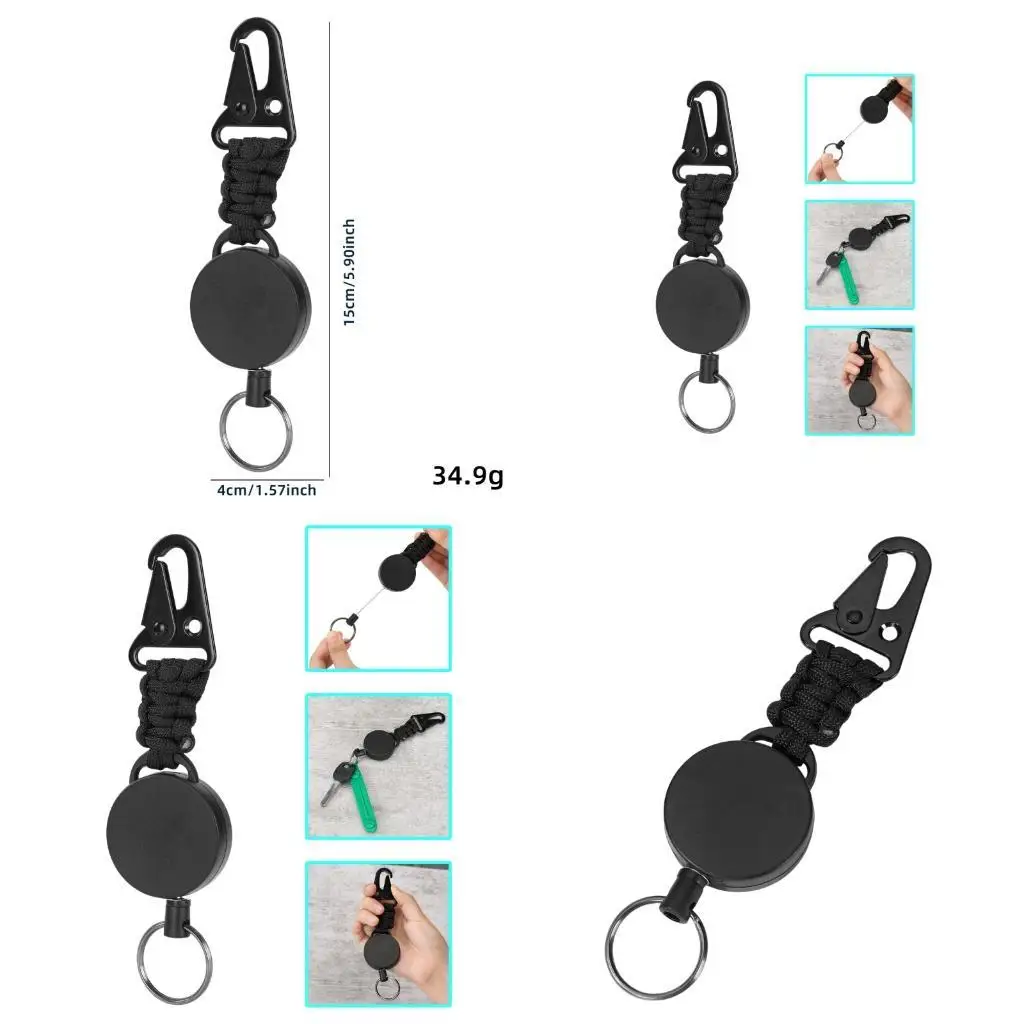 

Y1UC Retractable Keychain with 25.59inch Steel Retractable Cord Outdoor Keychain Tool