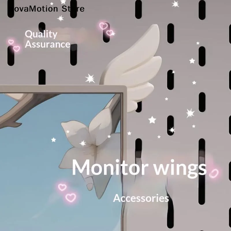 [NM]1Pair 3D Printing Cute Decorative Ornaments E-sports Room Wings Monitor Decorative Ornaments Creative Gifts For Friends[NM]