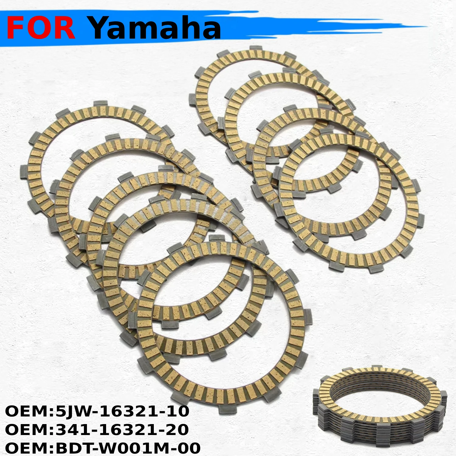 

Clutch Friction Disc Plate Fits for Yamaha XVS950 XVS950A XVS950C XVS950CR XVS950CT XVS950XR XVS950 5JW-16321-10 / 341-16321-20