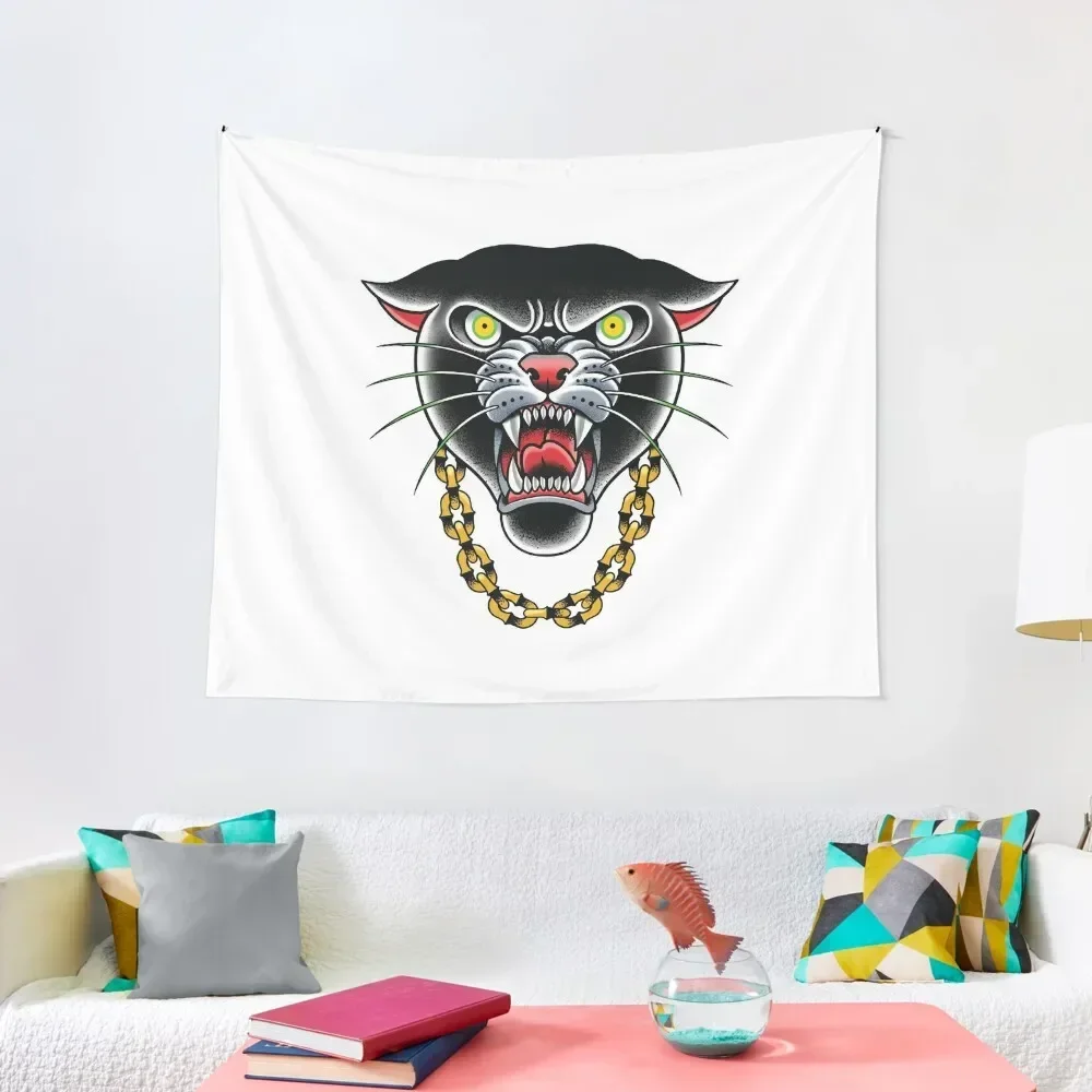 

Traditional Tattoo Panther Head Illustration Tapestry Decor Home Home Decorators Decorative Paintings Tapestry