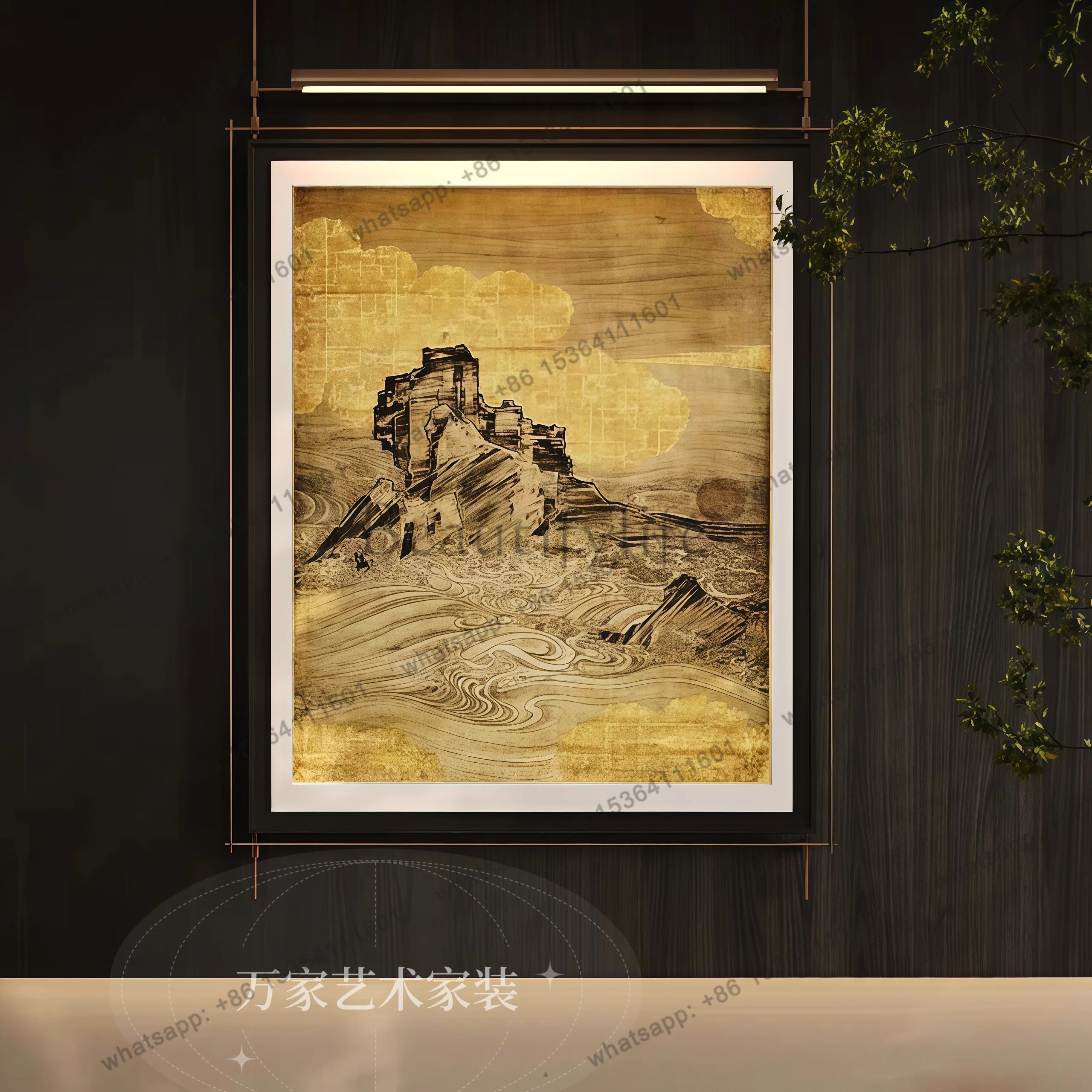 French high-end retro decorative lamp wall hanging sales office three-dimensional entrance background