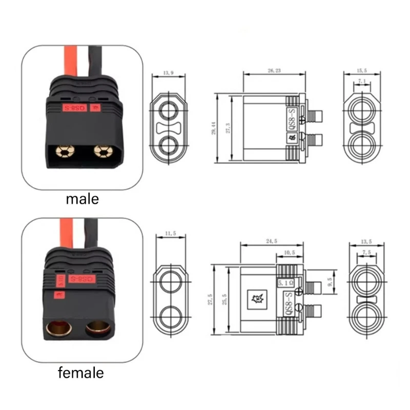 Small Outdoor Power Supply Cable XT60 to QS8 Power Cable 25Cm/50Cm/100Cm 3 Length Optional for Outdoor and FPV Use D2RC