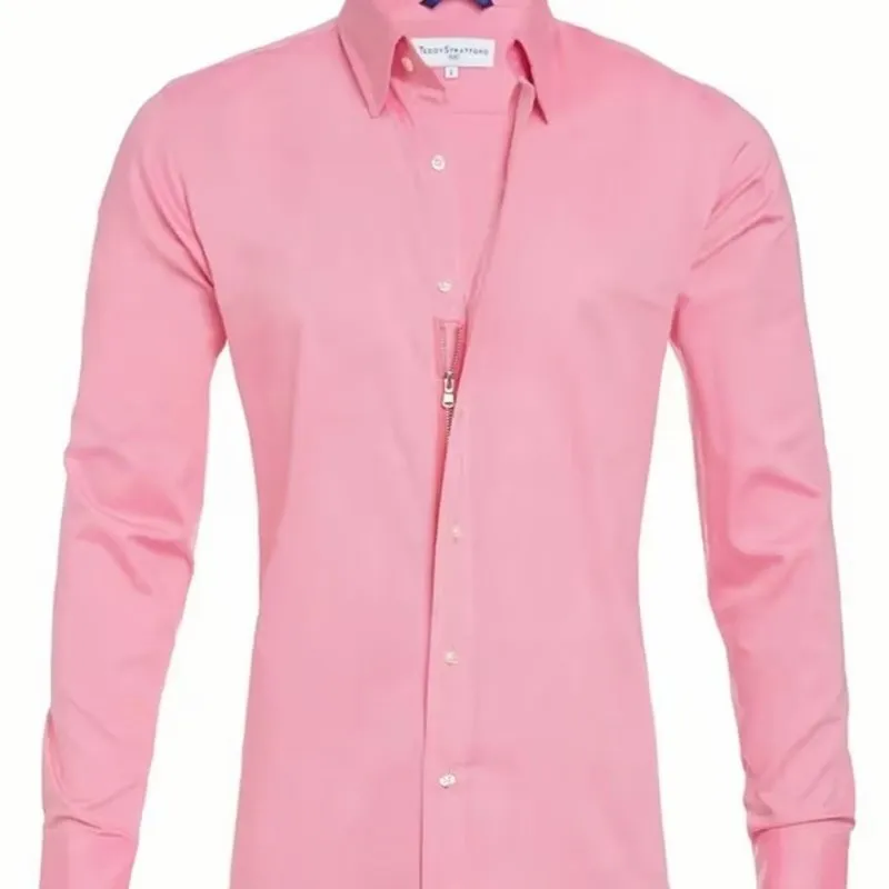 Men's Business Casual Slim Fit Cotton Shirt All Seasons Wearable Long Sleeve Stand Collar Inner Wear Fleece Lined Thickened