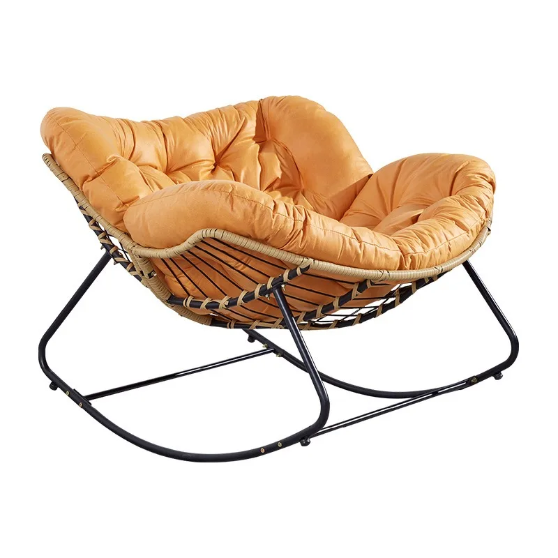 Durable Iron Outdoor Rocking Chair Lazy Sofa Recliner Adult Balcony Lunch Break Chair Minimalist Design Hotel Use Bird's Nest