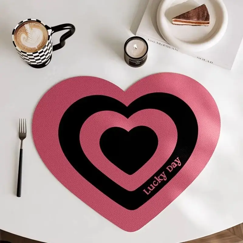 Cute Personality Heart-shaped Leather Desk Mat Mouse Mat Non-Slip Short Plush Base For Games & Office Perfect Gift For Women