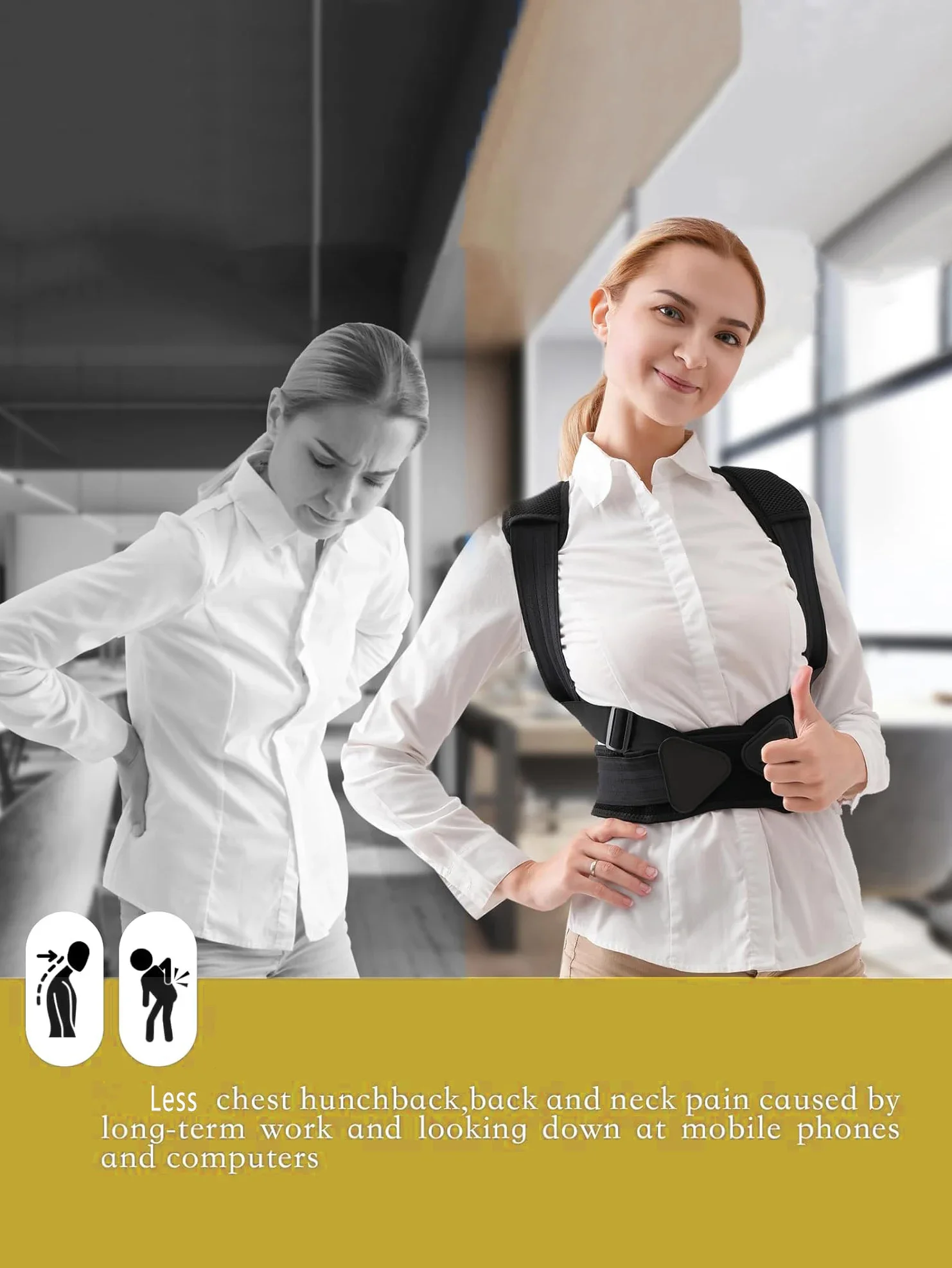 Posture Corrector for Men and Women,Adjustable Posture Brace for Back,Shoulders,Hunchback Scoliosis Correction