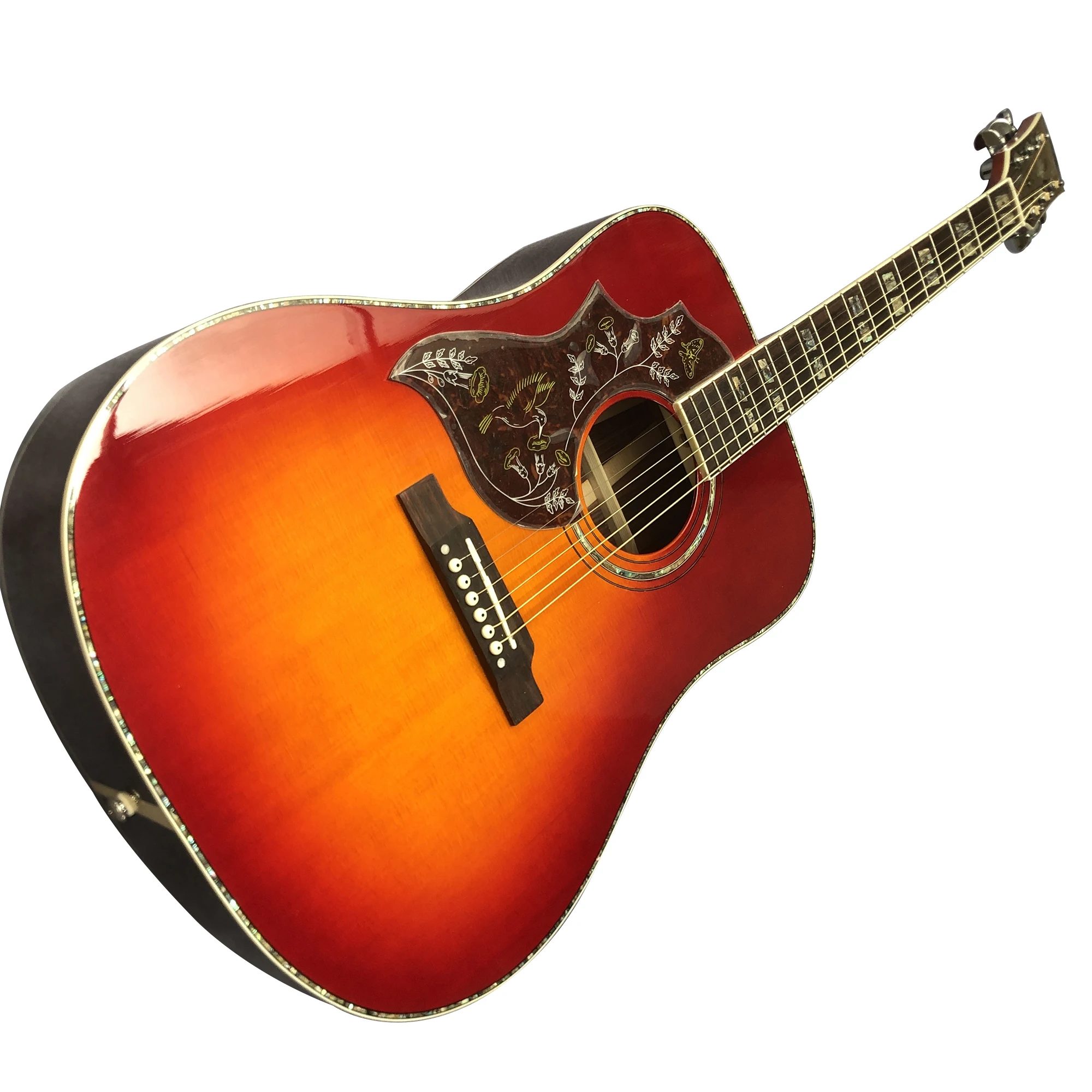 41 Inch Hummingbird Series Back Panel Three-Piece D Barrel Sunset Red Acoustic Guitar