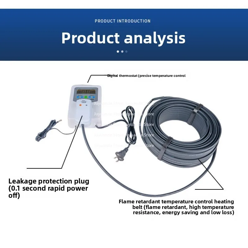 220 V Self‑Limiting Heat Trace Tape Up To 65 °C with Thermostat 0‑100 M for Pipe Freeze Protection and Solar Water Heating