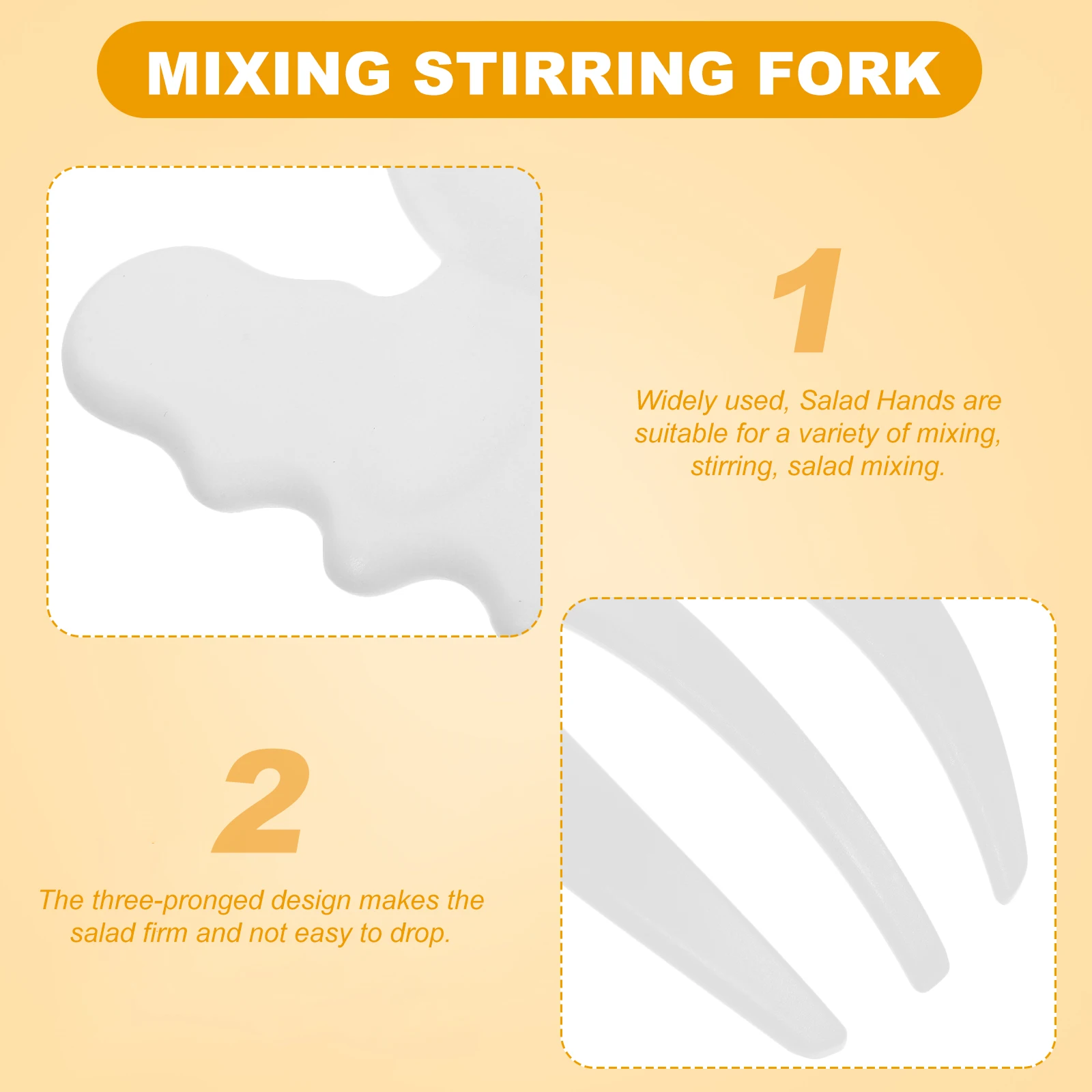 

2pcs Plastic Salad Forks Reusable Salad Hands Mixing Forks Stirring Fork For Vegetable Fruit Serving Tasting 3-Prong Design Wide