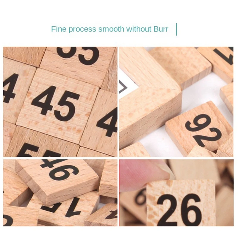 Ayudas para la enseñanza de matemáticas, tablero Digital continuo 1-100, tablero de madera de cien cuadrículas, rompecabezas de educación temprana para niños