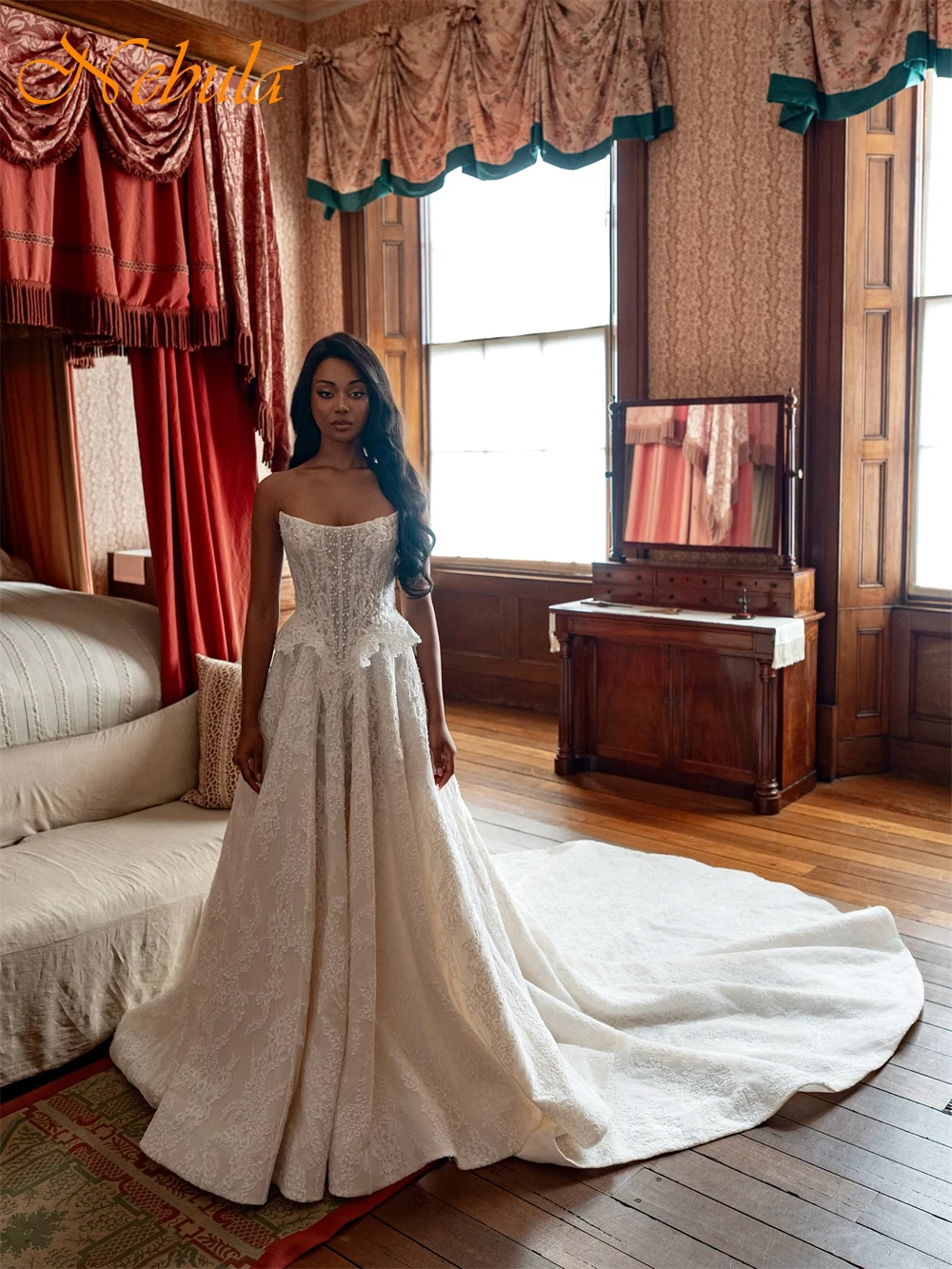 Vestido De Novia De Organza blanco bohemio personalizado, vestidos De Novia formales sin tirantes sin mangas, Vestido De Novia suave De corte en A con tren capilla