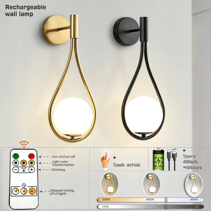 

Modern LED Wall Lamps USB Charging Remote Control Dimming Wall Score Fashion Nordic Bedroom Bedside Mirror Home Decoration Light