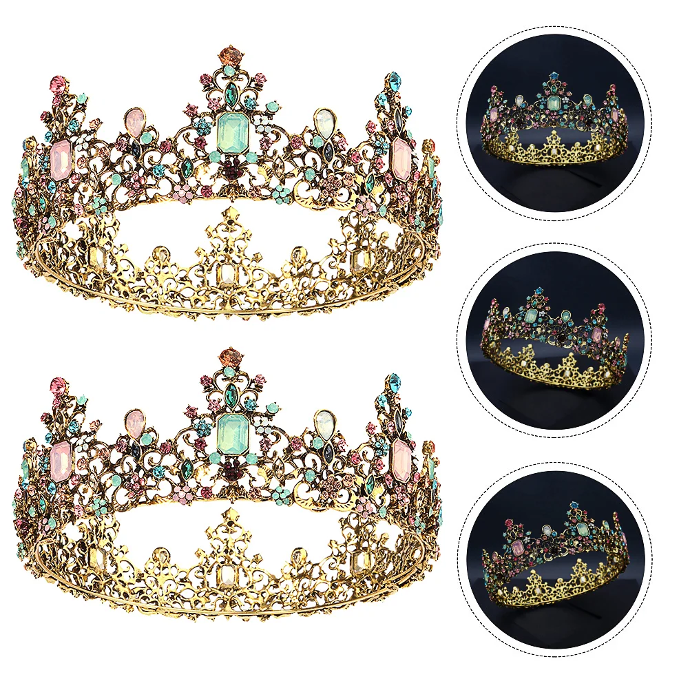 

Hair Ribbons Baroque Crown Headband Bride Bands Gift Headdress Colorful Women Banquet