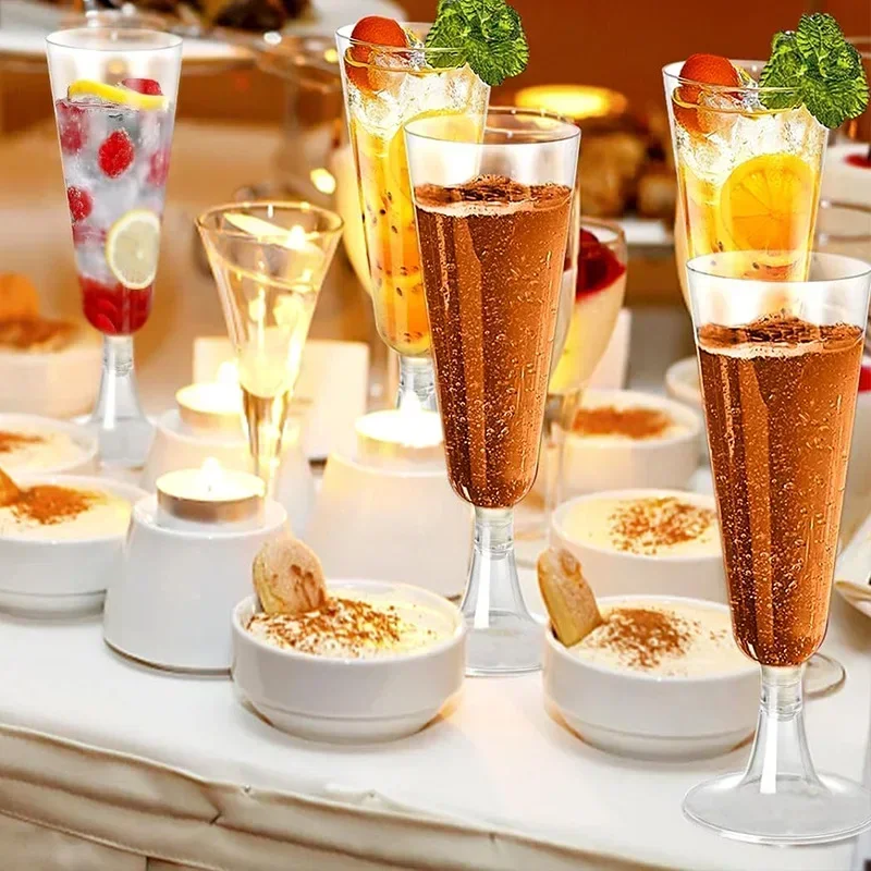 50pcs Champagne Flutes Cups Disposable Plastic Wine Glasses Clear Toasting Glasses Cocktail Cups for Bar Weddings Party