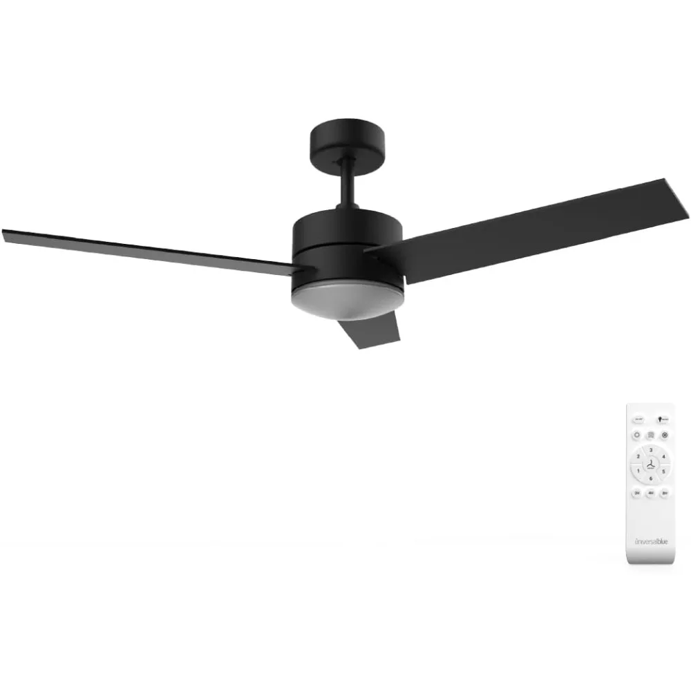 Ventilador de Techo Silencioso con Luz |   Ventilador Aspas Reversible Negro Marrón |   Motor DC Eficiente |   Mando una Distancia