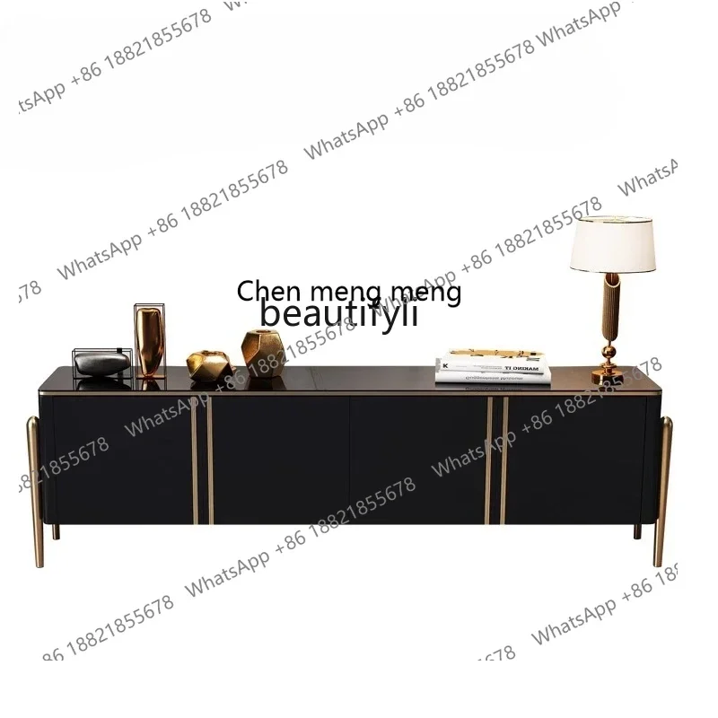 178Light luxury marble TV cabinet, paint glossy living room TV cabinet coffee table combination high foot2936