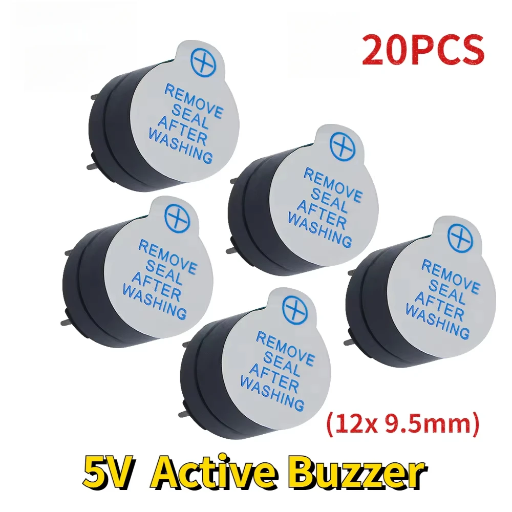 20pcs Active Buzzer 5V Magnetic Long Continous Beep Tone Alarm Ringer 12*9.5mm Mini Active Piezo Buzzers, for Arduino