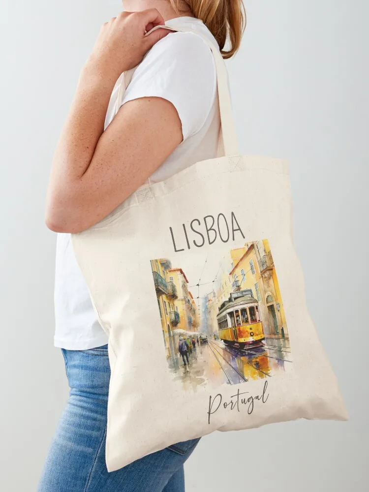 A Watercolor Design of Lisboa - Portugal Tote Bag Cloth bags eco pack Canvas Tote Bag