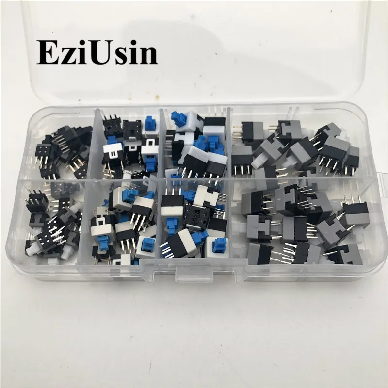 40pcs/80pcs 5.8/7/8/8.5mm 6 pins self locking reset Push Tact Power Micro Switch Button 5.8*5.8 7x7 8x8 8.5*8.5 non-lock