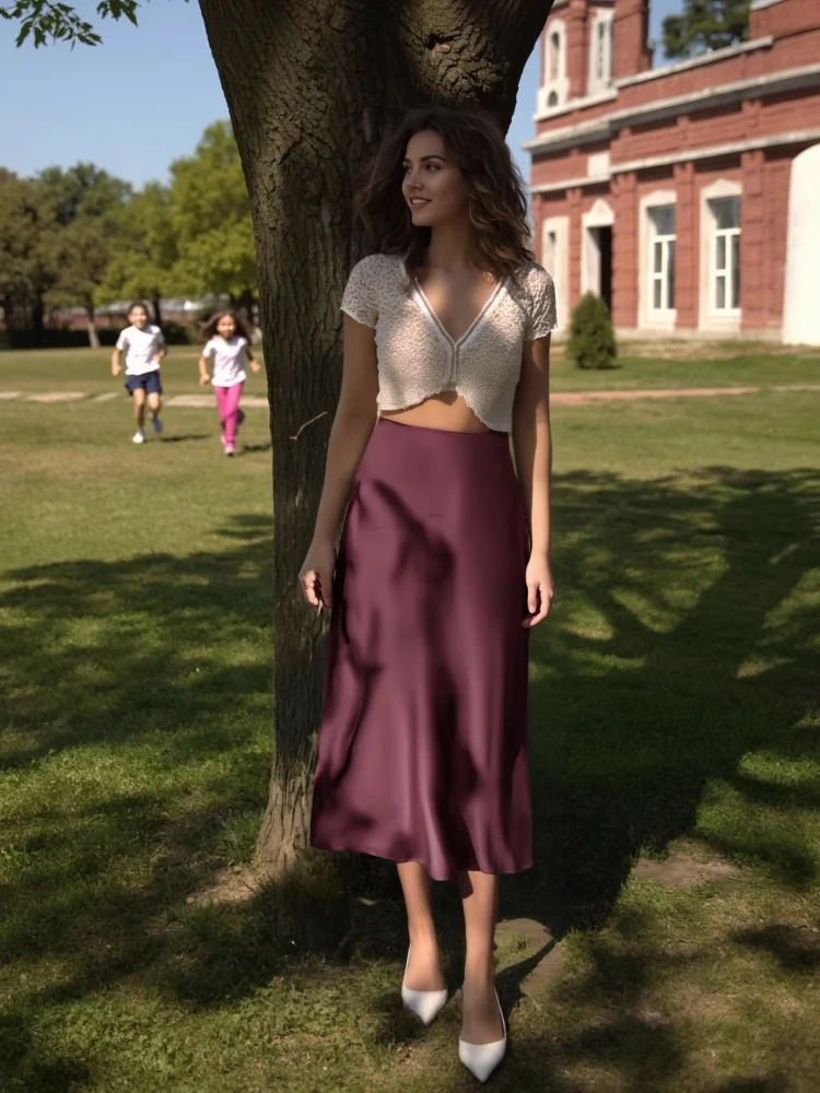 

Taop&Za Women's 2024 Autumn/Winter New Half Skirt High Waist Commuting Style Versatile Solid Color Medium Length Half Skirt