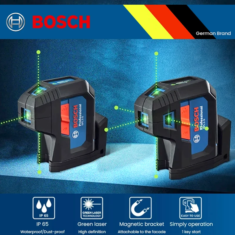 BOSCH 30M nivel láser 3/5 línea GPL3G/GPL5 telémetro láser de luz verde profesional IP65 herramienta de medición a prueba de polvo impermeable