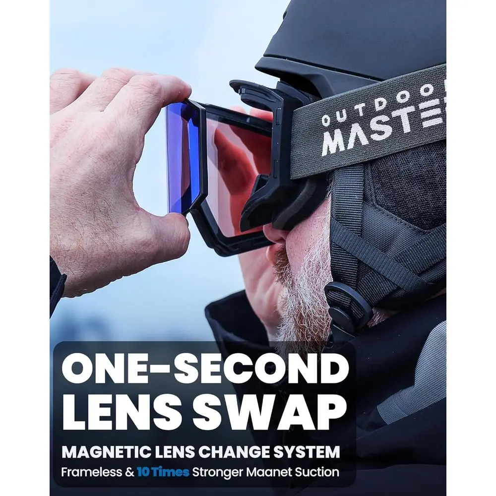 Interchangeable Lens OTG Ski Goggles with Anti-Fog for Snowboarding and Skiing