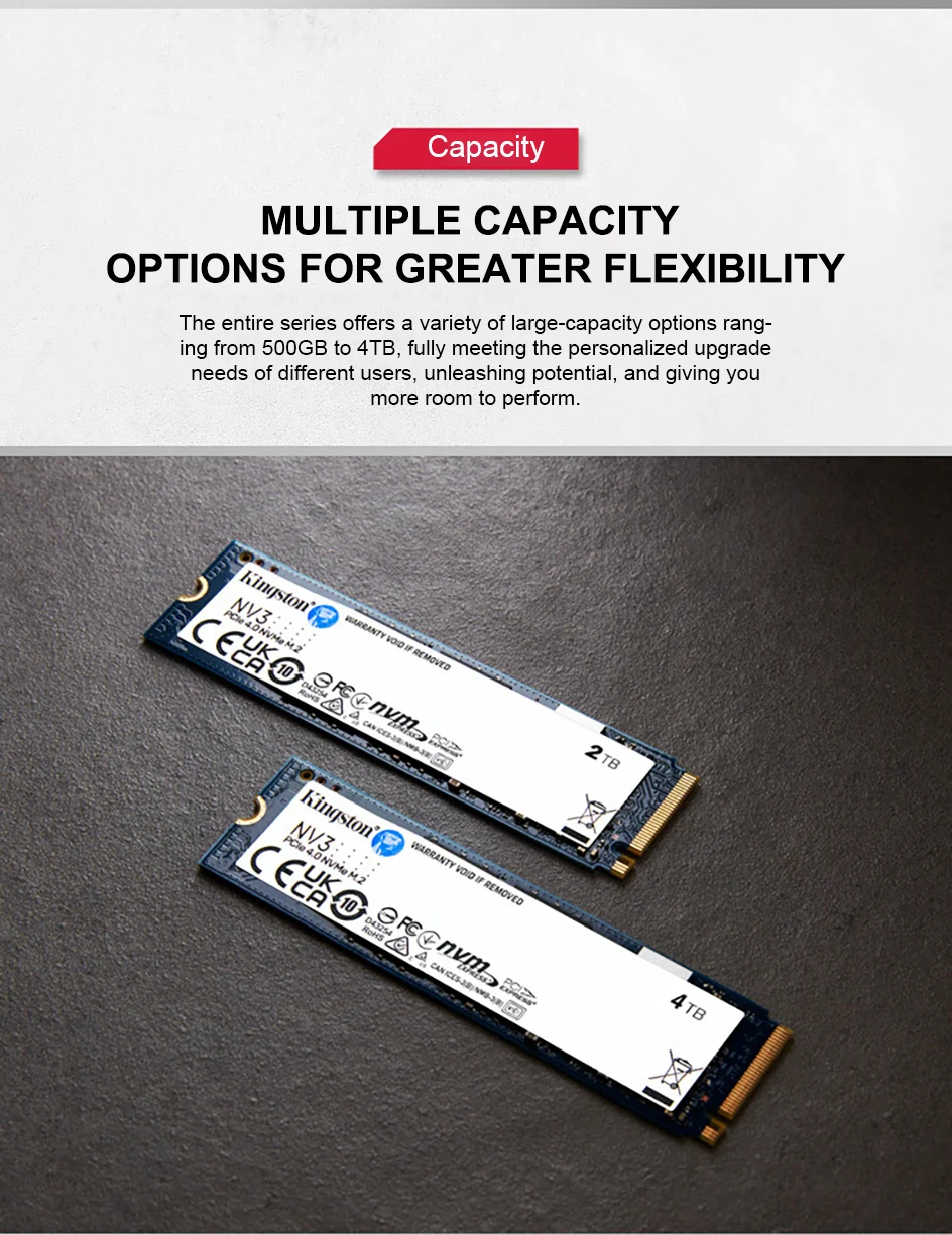Kingston NV3 SSD PCIe 4.0 Gen 4x4 500GB 1TB 2TB Bis zu 6000 MB/s M.2 2280 NVMe Solid-State-Laufwerk für PC Original-Festplatte – Detail 10