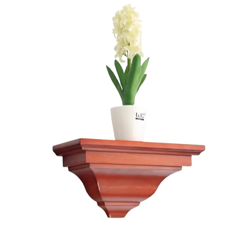 European Solid Wood Floating Shelf Wall-Mounted Rustic Bracket Decorative Panel for Living Room Kitchen Home Decor