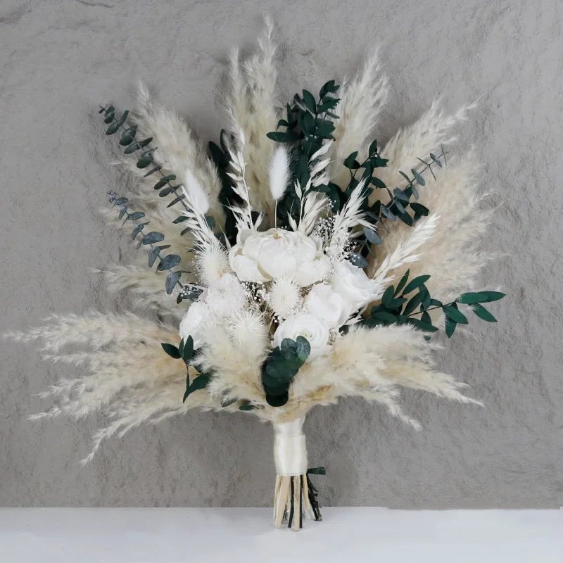 Bridal Bridesmaid Wedding Table Centerpieces Arrangement Bouquet Natural Dried Pampas Grass Flowers Home Wedding Flower Decor